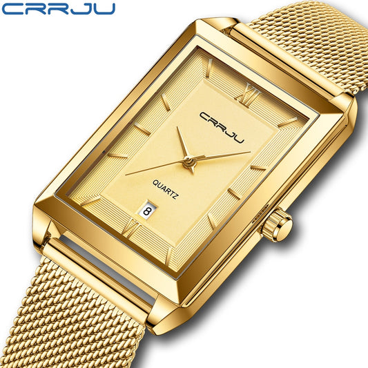CRRJU Stainless Steel Square Watch Men