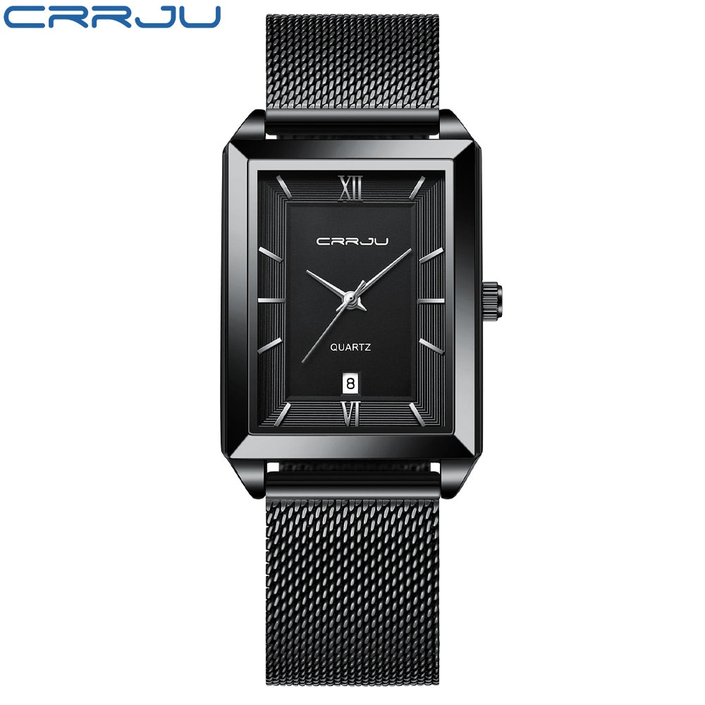 CRRJU Stainless Steel Square Watch Men